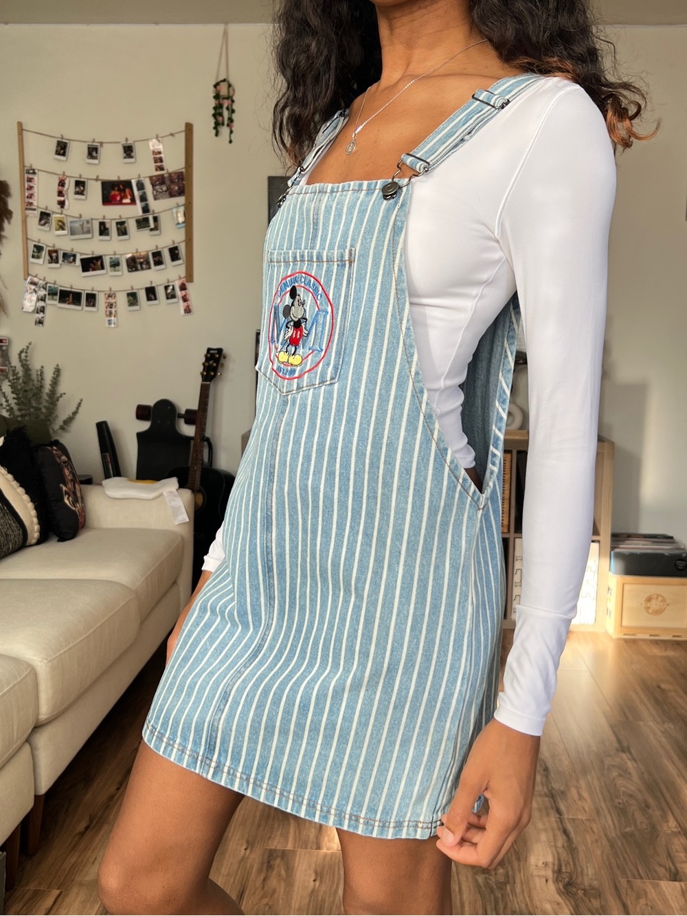 F21 x Disney Mickey Mouse Pinstripe Overall Dress - Picture 6 of 8